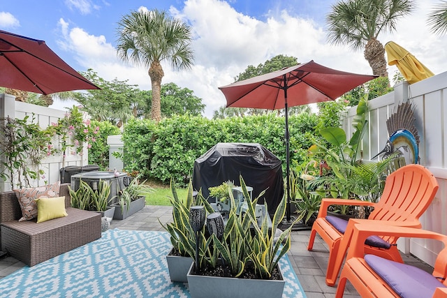 view of patio with area for grilling