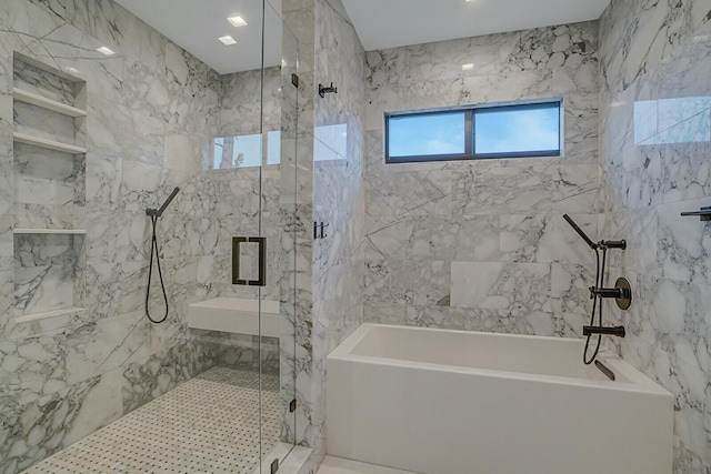 bathroom with independent shower and bath