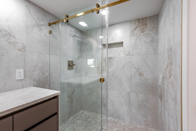 bathroom featuring walk in shower