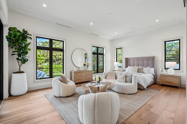 321 NW 7th St, Delray Beach, FL 33444 - bedroom featuring light wood-style flooring, recessed lighting, and crown molding