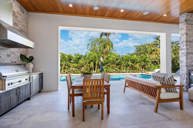 321 NW 7th St, Delray Beach, FL 33444 - dining area featuring wood ceiling and recessed lighting