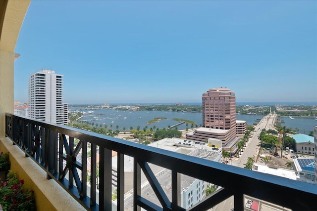 balcony with a water view