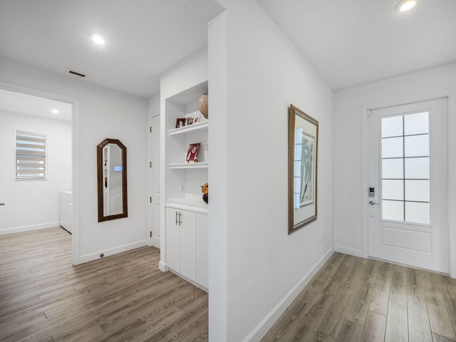 entrance foyer featuring wood-type flooring