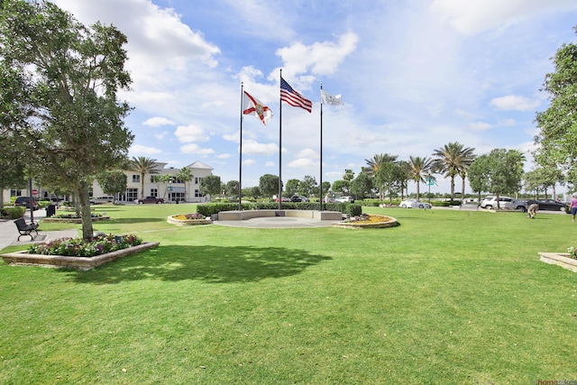 view of community featuring a lawn