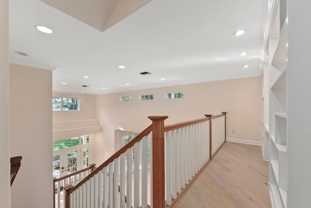 hall featuring light wood-type flooring