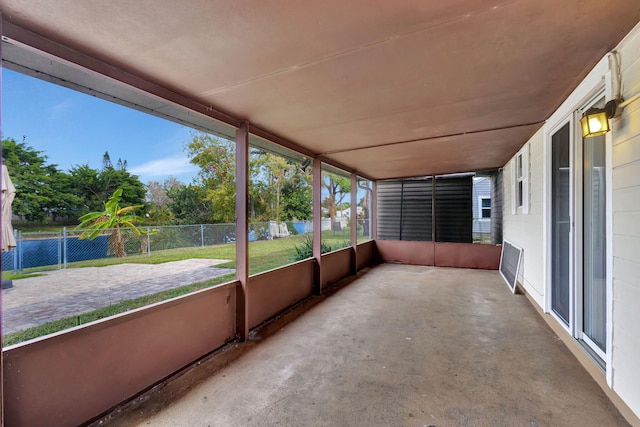 view of unfurnished sunroom