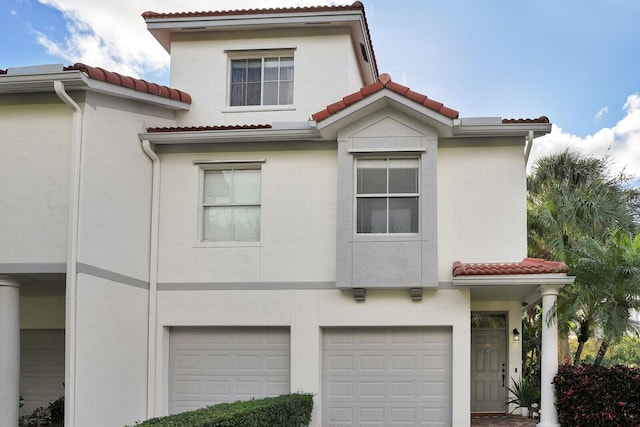 exterior space featuring a garage