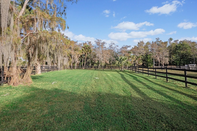 view of yard with a rural view