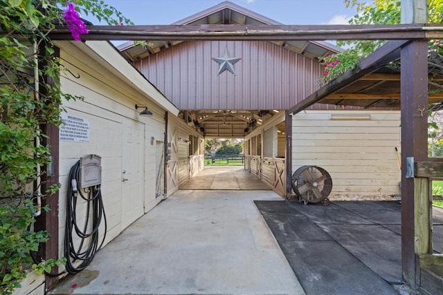 exterior space with an outbuilding