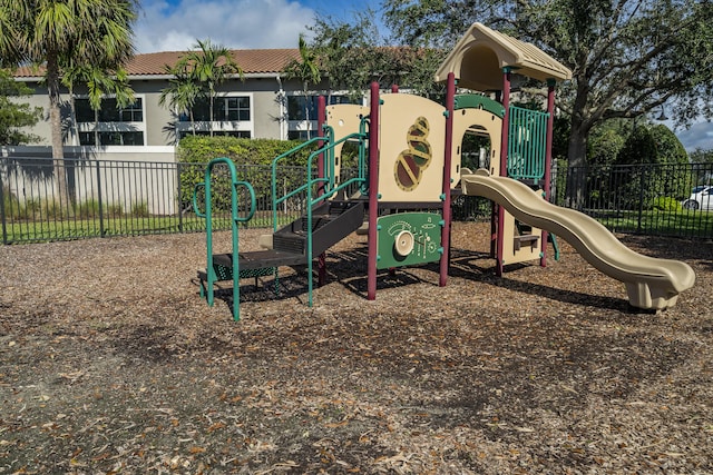 community play area featuring fence