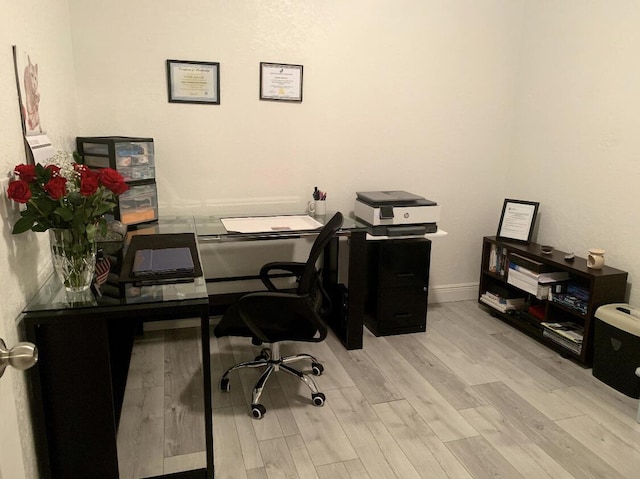 office space featuring light hardwood / wood-style floors