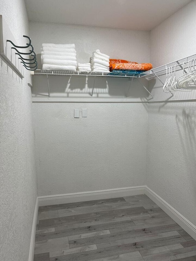 walk in closet featuring hardwood / wood-style flooring