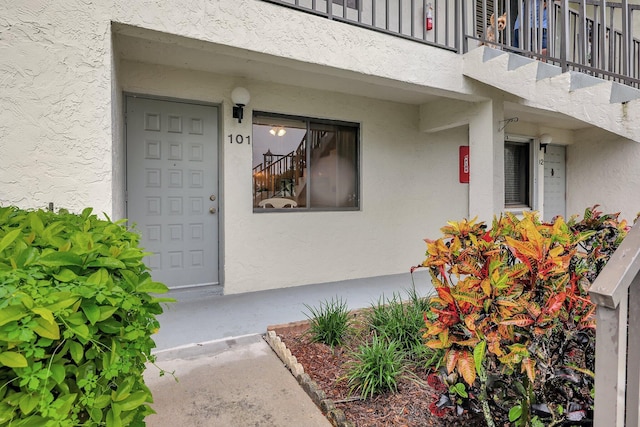 doorway to property with a balcony