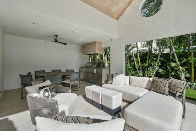 view of patio featuring an outdoor kitchen, area for grilling, and an outdoor hangout area