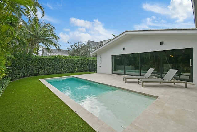 view of pool featuring a patio