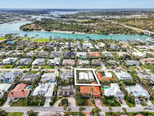 bird's eye view featuring a water view