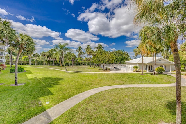 view of property's community with a yard