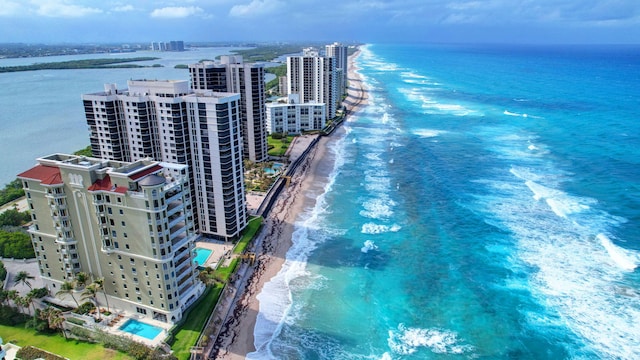 5310 N Ocean Dr Unit Ph-1201, Singer Island, FL 33404 - birds eye view of property featuring a view of city, a beach view, and a water view