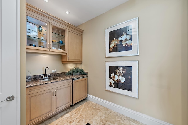 5310 N Ocean Dr Unit Ph-1201, Singer Island, FL 33404 - bar with recessed lighting, baseboards, and a sink
