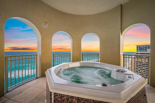 5310 N Ocean Dr Unit Ph-1201, Singer Island, FL 33404 - balcony with a water view and a hot tub