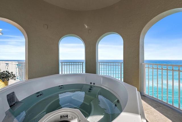 5310 N Ocean Dr Unit Ph-1201, Singer Island, FL 33404 - balcony featuring a water view and a hot tub