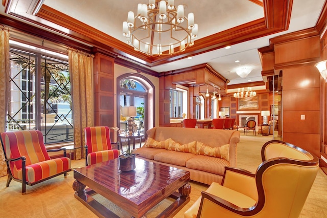 5310 N Ocean Dr Unit Ph-1201, Singer Island, FL 33404 - interior space with a chandelier, crown molding, and a tray ceiling