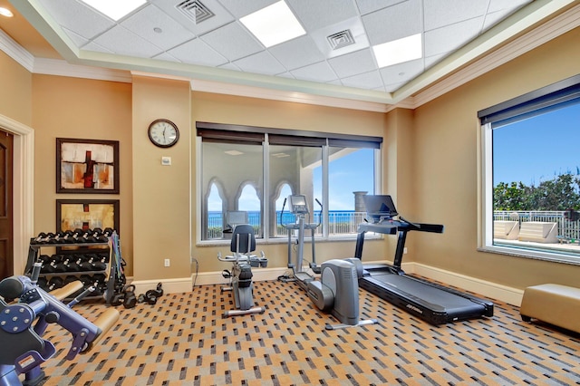 5310 N Ocean Dr Unit Ph-1201, Singer Island, FL 33404 - workout room with a wealth of natural light, visible vents, and carpet
