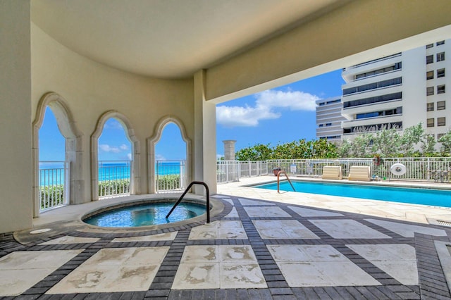 5310 N Ocean Dr Unit Ph-1201, Singer Island, FL 33404 - pool featuring a patio area, fence, and a hot tub