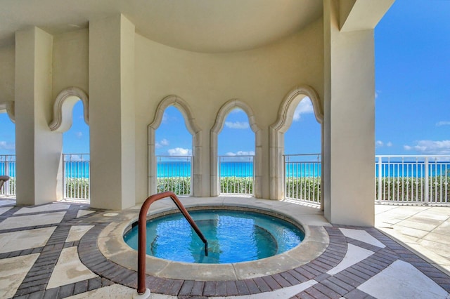 5310 N Ocean Dr Unit Ph-1201, Singer Island, FL 33404 - view of pool with a beach view, a hot tub, and a water view