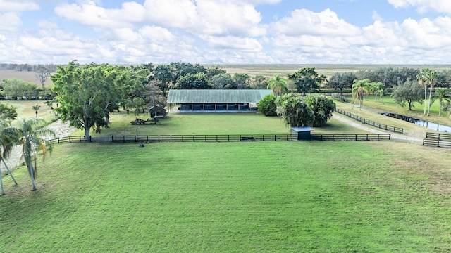 drone / aerial view with a rural view