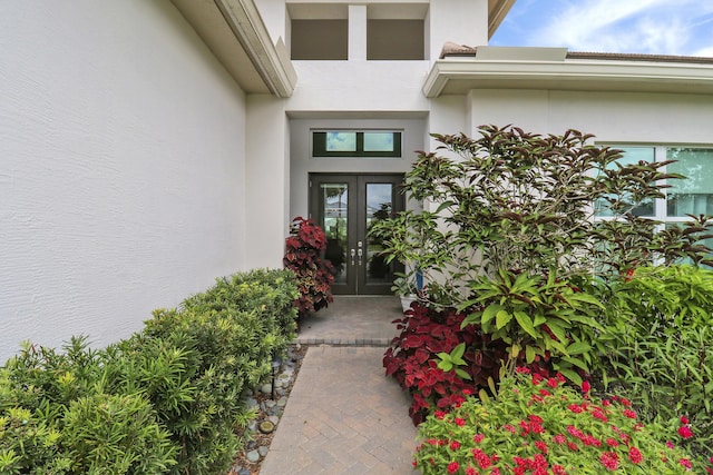 doorway to property featuring french doors