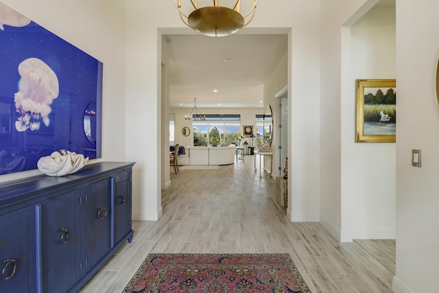 hall featuring light hardwood / wood-style flooring