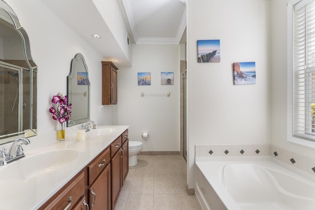 full bathroom with a wealth of natural light, a sink, and tile patterned floors