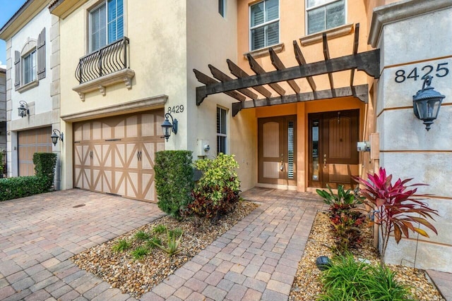 entrance to property with a garage