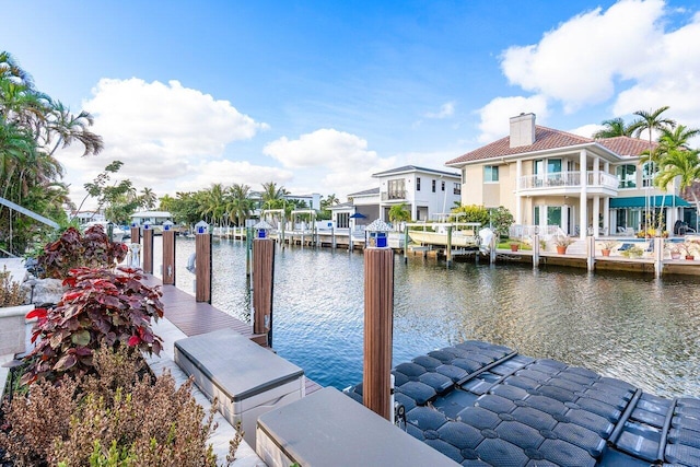 dock area featuring a water view