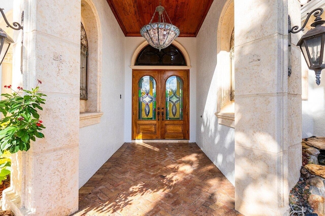 property entrance with french doors