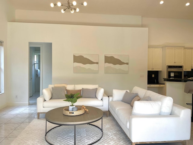 1627 Mayacoo Lakes Blvd, West Palm Beach, FL 33411 - living area featuring a chandelier, recessed lighting, and baseboards