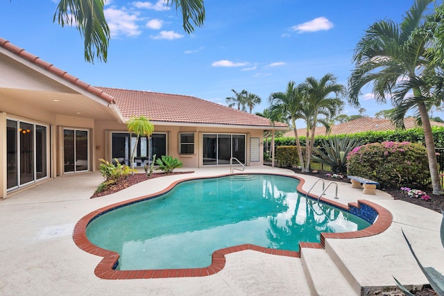 view of pool featuring a patio