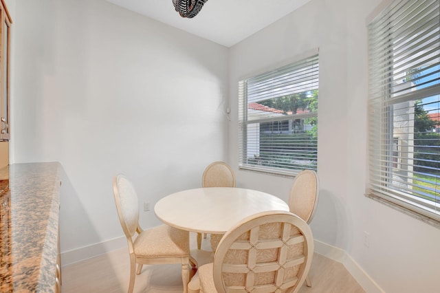 dining room featuring light hardwood / wood-style flooring