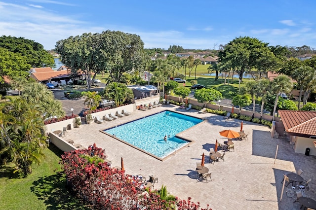 view of pool featuring a patio area