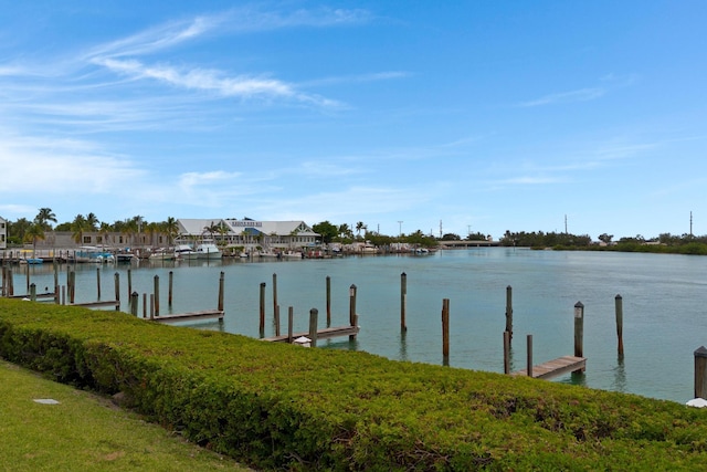 view of dock featuring a water view