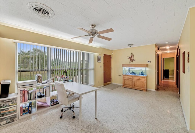 home office featuring ceiling fan