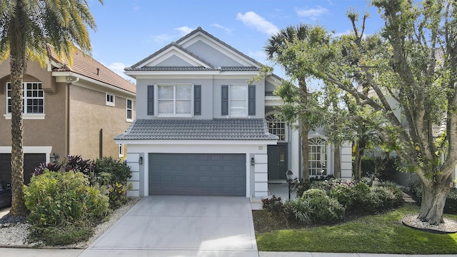 view of front of house with a garage