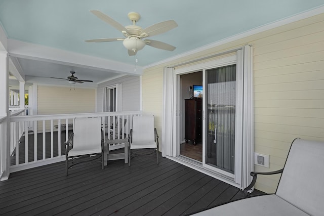 deck featuring ceiling fan