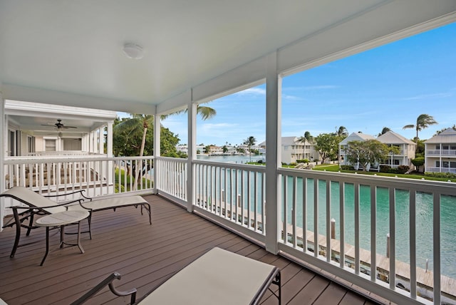 wooden deck with a water view