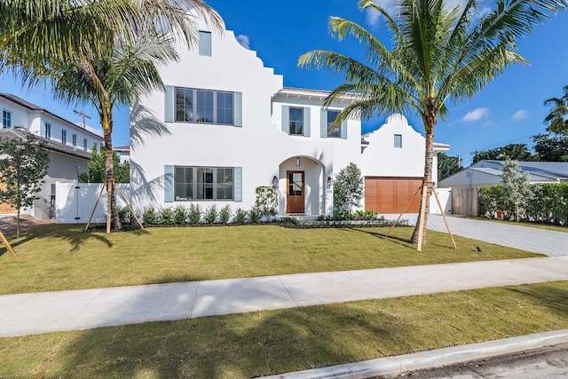 mediterranean / spanish home featuring a front yard