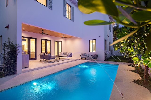 315 Avila Rd, West Palm Beach, FL 33405 - swimming pool with an outdoor living space, ceiling fan, and a patio area