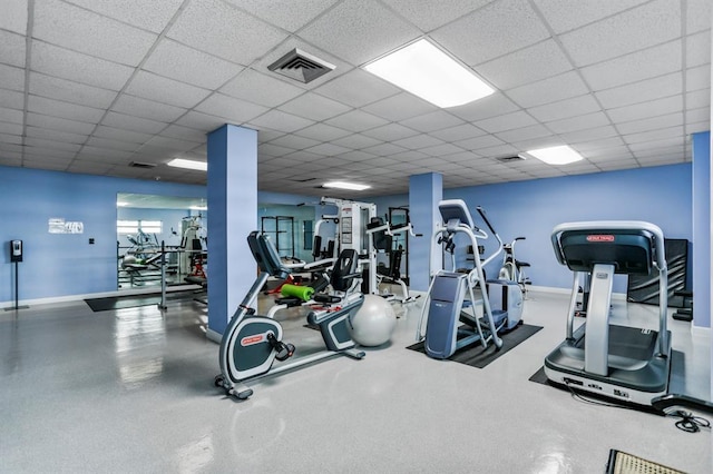 gym with a drop ceiling