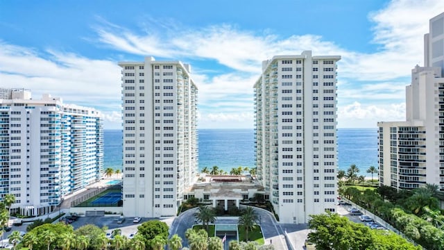 view of property with a water view