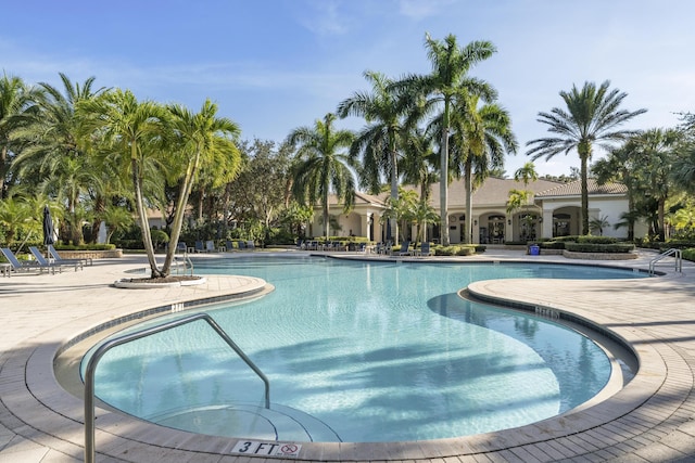 view of pool featuring a patio